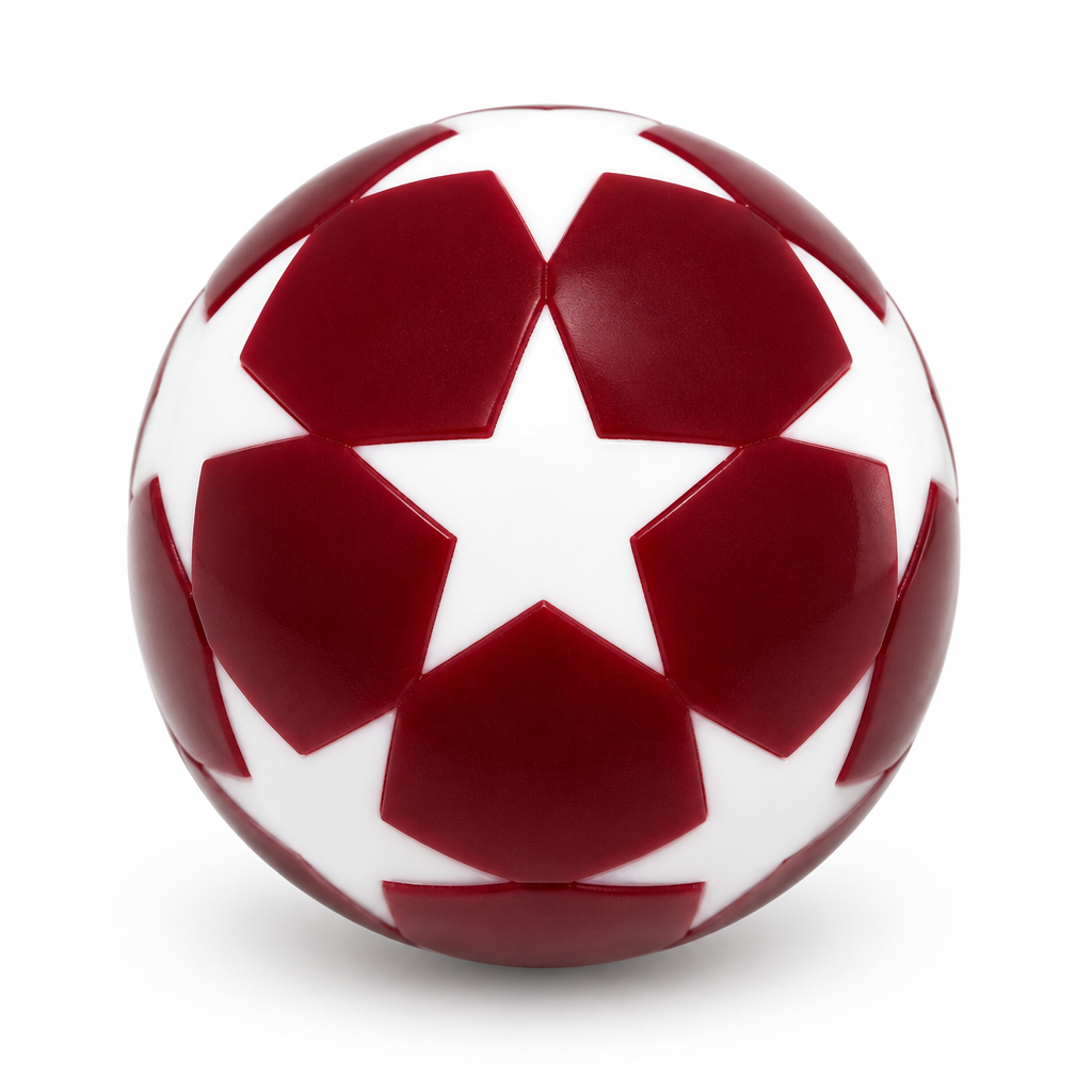 Balle de baby-foot étoilée 32 mm rouge et blanc – Maison Baller