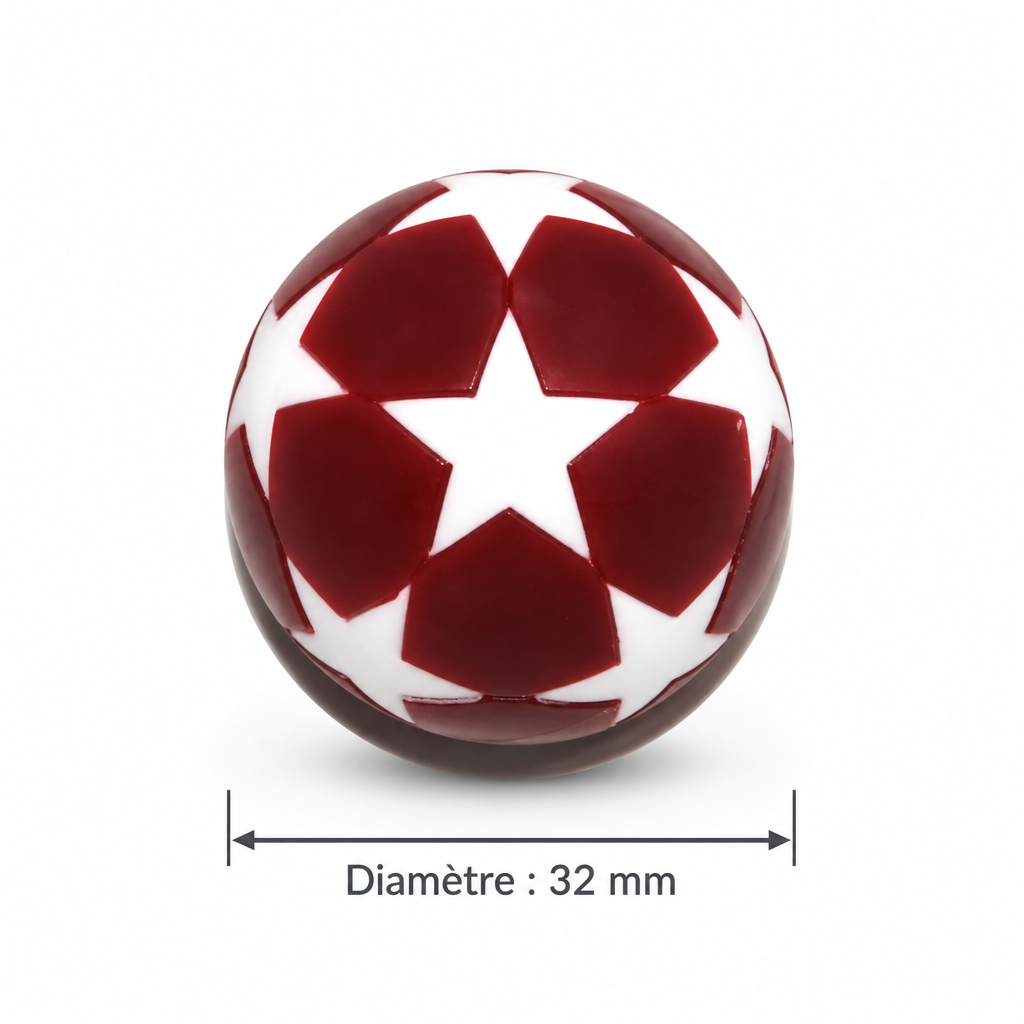 Balle de Baby-Foot Étoilée - 32 mm - Rouge & Blanc