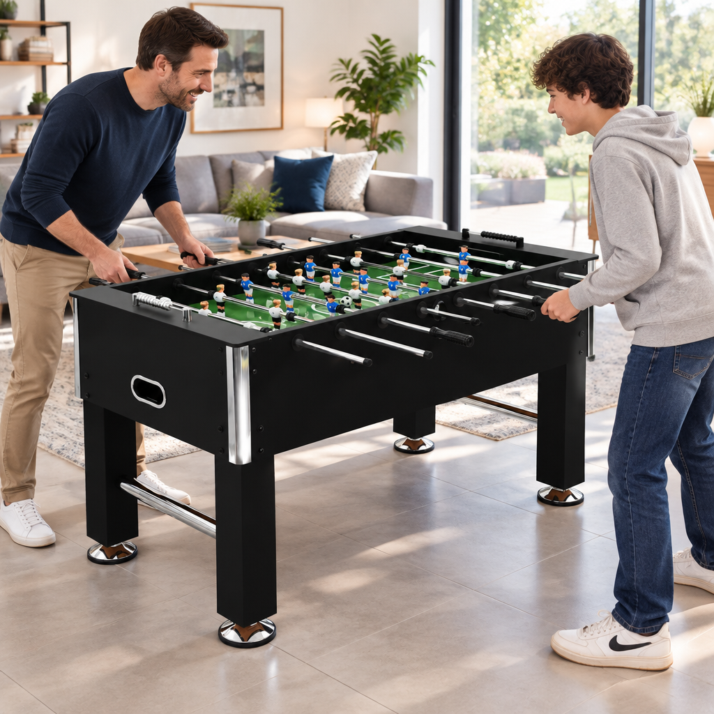 Baby-Foot Professionnel Grand Format - 140 x 74,5 x 87,5 cm - Noir