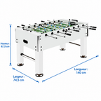 Baby-Foot Professionnel Grand Format - 140 x 74,5 x 87,5 cm - Blanc