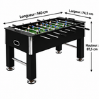 Baby-Foot Professionnel Grand Format - 140 x 74,5 x 87,5 cm - Noir