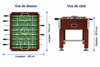 Baby-Foot Professionnel Grand Format - 140 x 74,5 x 87,5 cm - Marron
