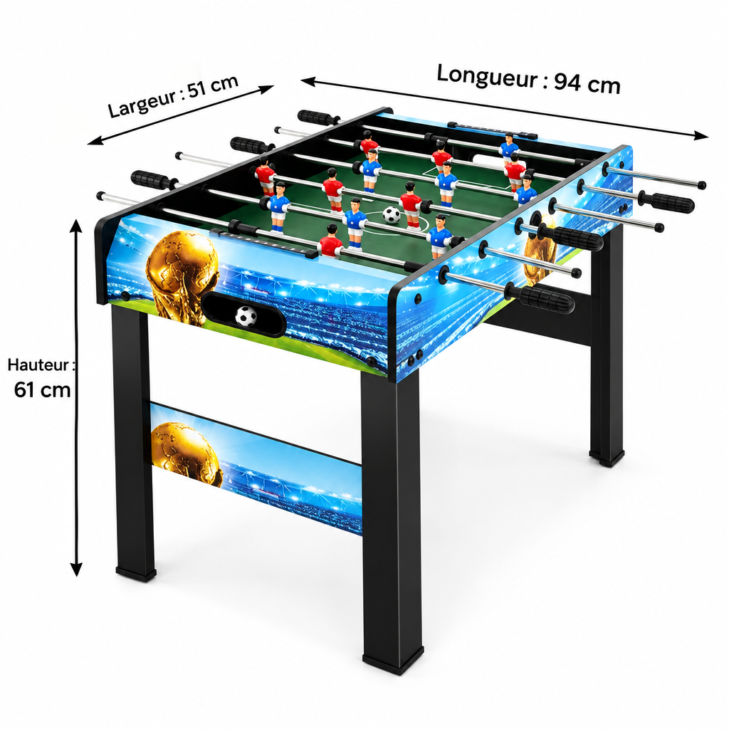 Baby-Foot Pour Enfant 2-en-1 - 94 x 50.8 x 61 cm - Multicolore