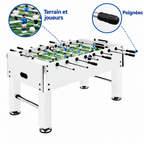 Baby-Foot Professionnel Grand Format - 140 x 74,5 x 87,5 cm - Blanc