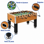 Baby-Foot Professionnel Grand Format - 140 x 74,5 cm - Bois