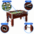 Baby-Foot Professionnel Grand Format - 140 x 74,5 x 87,5 cm - Marron