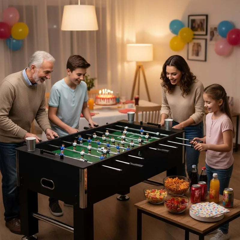 Baby-Foot Professionnel Grand Format - 140 x 74,5 x 87,5 cm - Noir