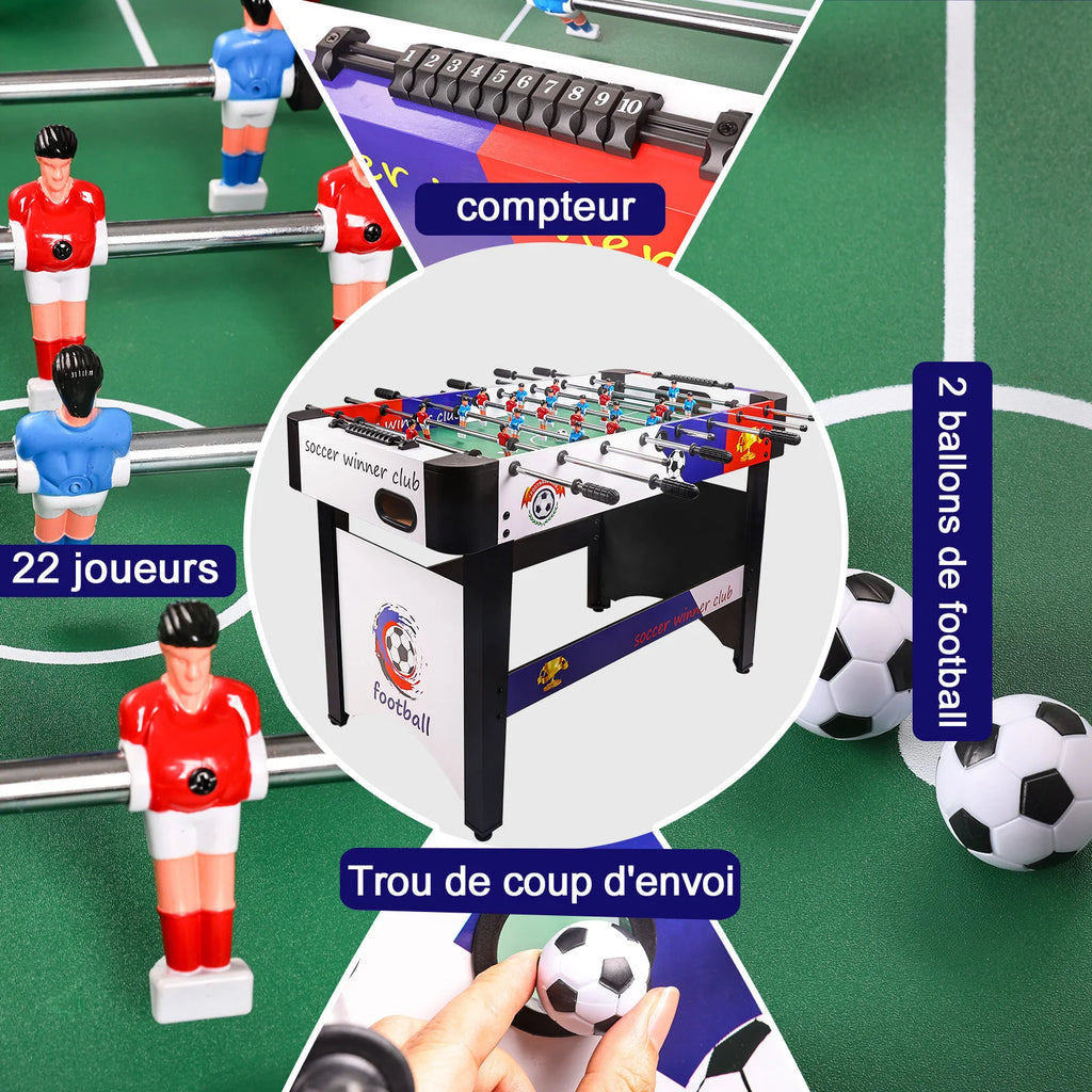 Baby-Foot Familial Classique - 121 x 80 x 61 cm - Blanc