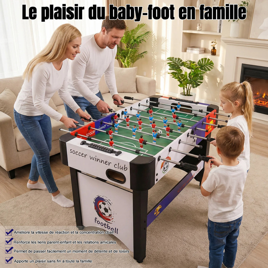 Baby-Foot Familial Classique - 121 x 80 x 61 cm - Blanc